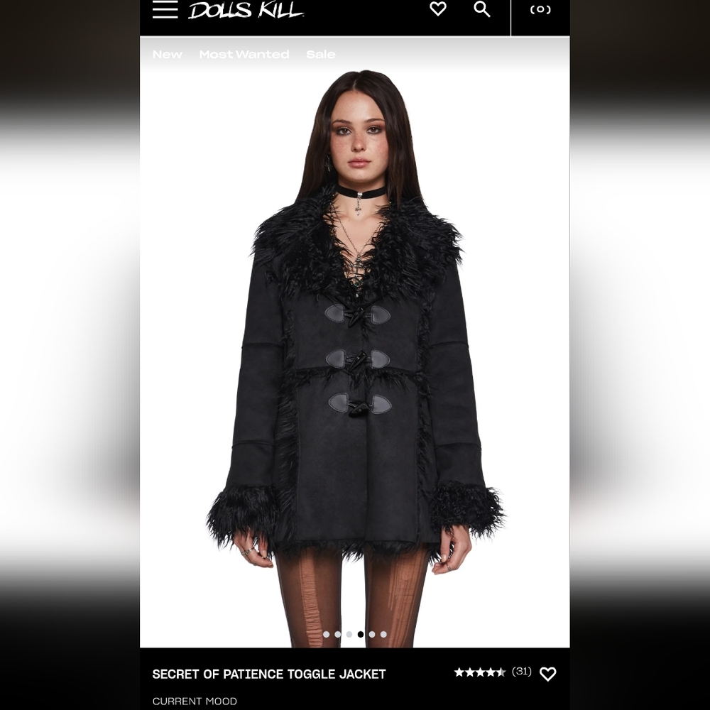 BNWT Dolls Kill Current MoodSecret Of Patience Toggle Jacket BLACK / XX-Large